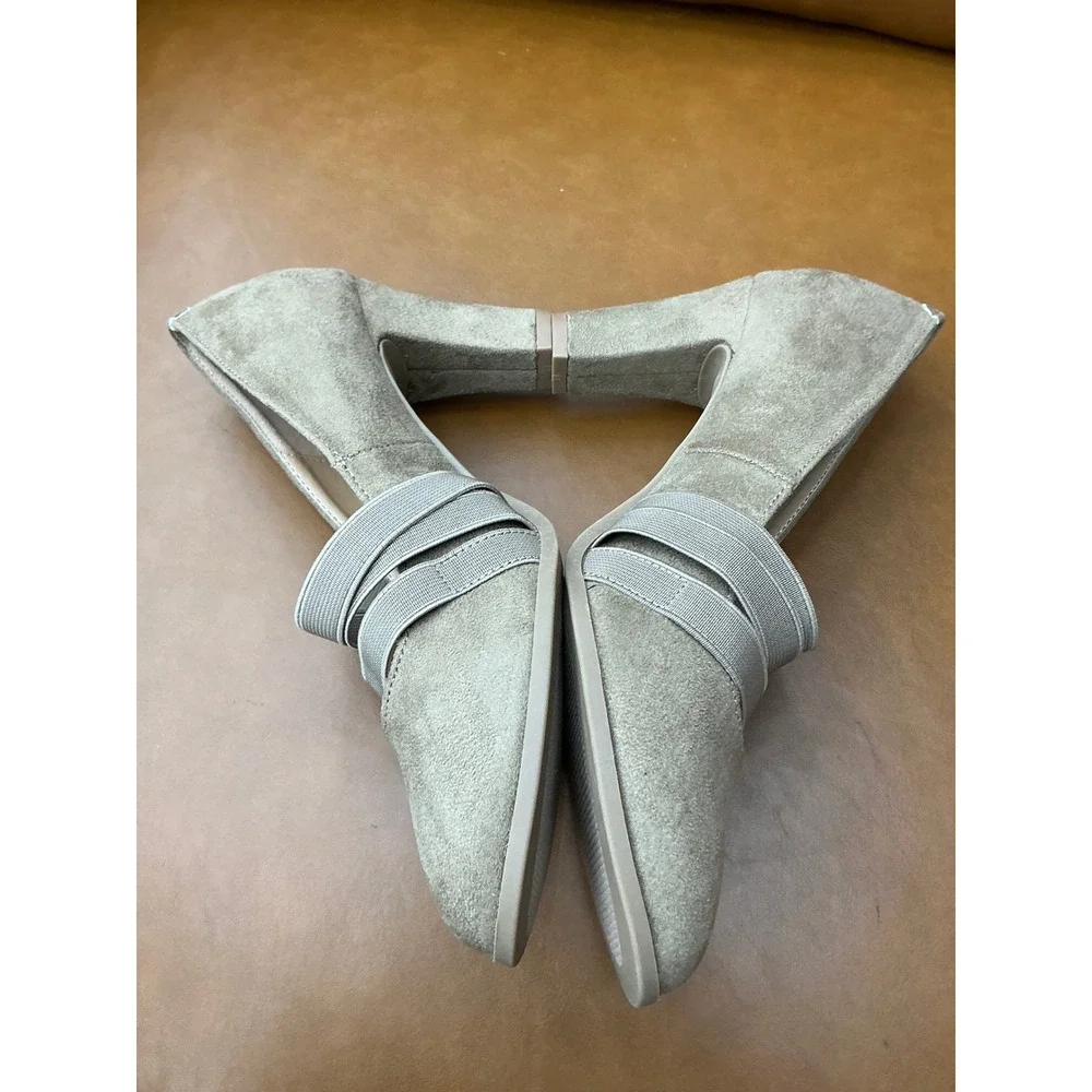 Journee Collection Loren Pump Womens 8 Taupe Faux Suede Block Heel